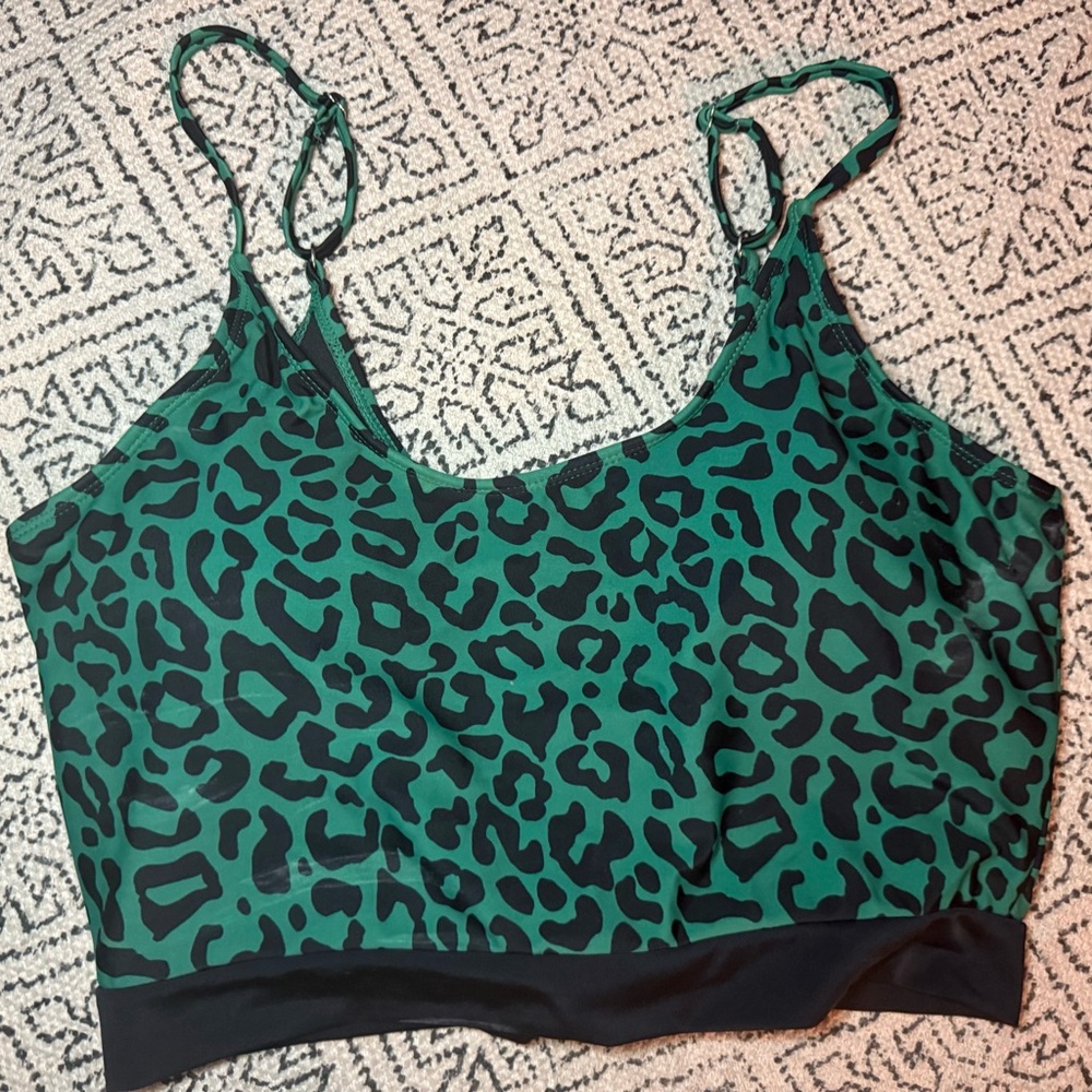Coral Reef Leopard Print Swim Top with Adjustable Straps